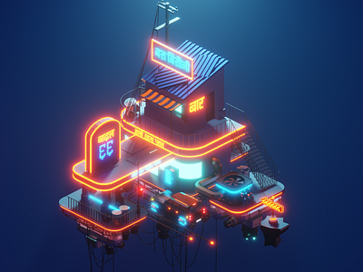 Cloud Station 66 b3d blender3d diorama dribbble nepal gas station illustration isometric isometric design low poly low poly art nepal nepali stylustechnology