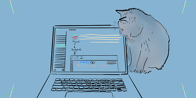 Cat & Code animal illustration cat illustration laptop