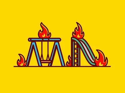 Fire on the playground (Fogo no parquinho) fire icon icons illustration logo playground vector