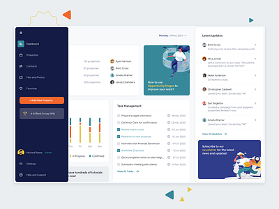 Dashboard for Real Estate platform cards ui dashboard illustration side menu ui ux web widgets