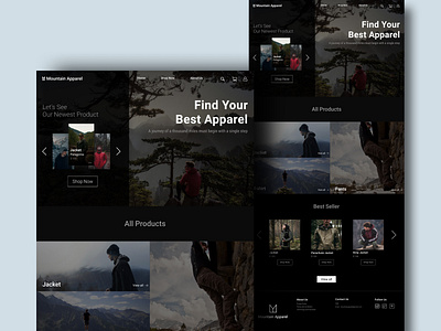 Mountain Apparel adventure apparel black ecommerce figma mountain shopping travel uidesign uiux uxdesign web design webdevelopment