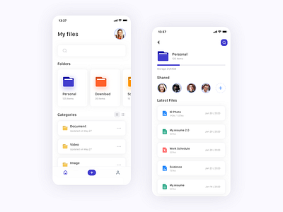File synchronization app app art branding card document file manager file sharing files imgage list search shadow storage ui upload