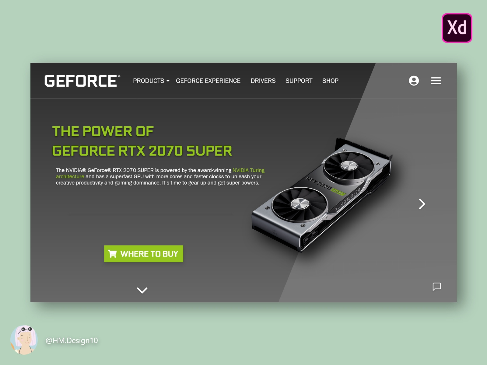 Example of Landing Page for Geforce #DailyUi