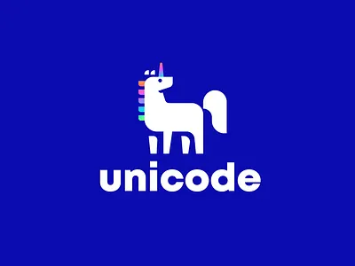 unicode animal clever creative design horse logo minimal simple unicorn