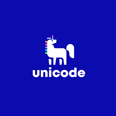 unicode animal clever creative design horse logo minimal simple unicorn