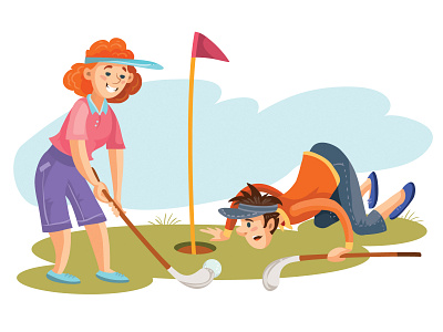 golf game art business character flat game golf illustration illustrator vector