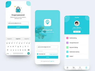 Pharma App app deisgn app design forgot password login app ui login page pharma pharma app profile page profile ui ui