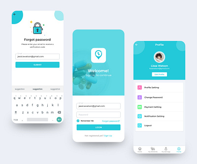 Pharma App app deisgn app design forgot password login app ui login page pharma pharma app profile page profile ui ui
