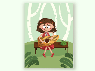 Musician art character design frog girls grass green illustration music musician vector