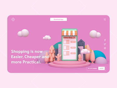 Online Shopping 3d adobexd app dailyui design illustration mobile ui online shopping shopping ui ux uxdesign web webdesign website