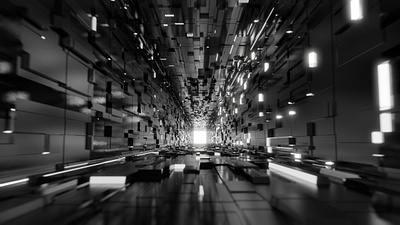 Black White cubic corridor minimalist black abstract blender corridor cube cubic evee glow motion graphic neon