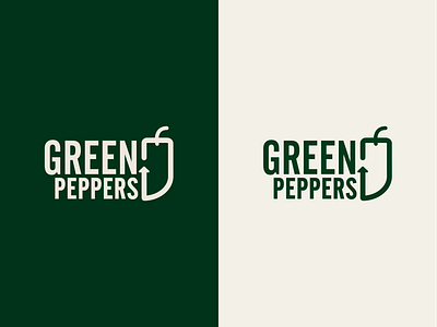 Green Peppers badge brand design color palette environment design green pepper logo logotype peppers typography