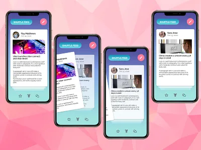 NewsFeed App UI cards ui community dailyui design gradient gradient design mobile newsfeed right swipe social app socialmedia ui