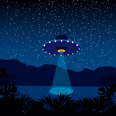 ufo1 design flat design illustration landscape illustration ufo vector графика