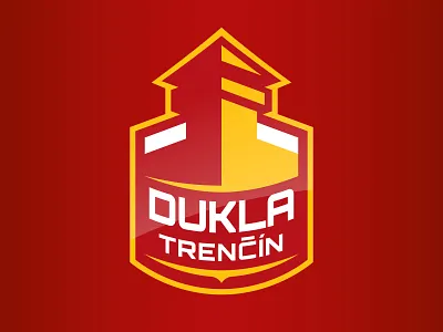 Dukla Trenčín logo design concept castle design flat hockey hockey stick ice hockey illustration logo player puck team vector