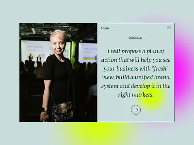 A personal website for Daria Volkova about page art color brand strategist branding gradient color icon landing site marketing menu mobile photo product design promo service strategy typography ui ux web design website