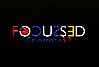 FOCUSSED Colossians 3.2 black blue branding creative design flat focused logo red version white yellow