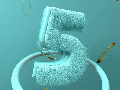 My five is furry • 5 💫 36daysoftype 3d 3d animation 3d art 3d artist art cinema4d design designer details textures typography