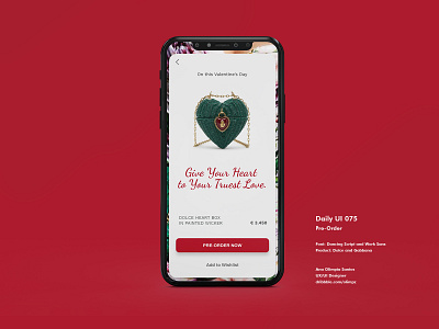 Pre-Order #075 DailyUi Challenge app appdesign bag dailyui dailyui075 dailyuichallenge design dolceandgabbana gradient interfacedesign preorder ui uidesign xd