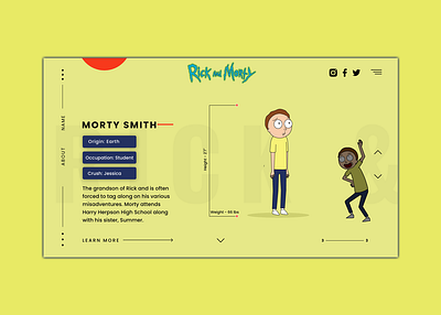 Rick & Morty Landing Screens Adobe XD design flat free illustration minimal morty rick rickandmorty ui ux web website