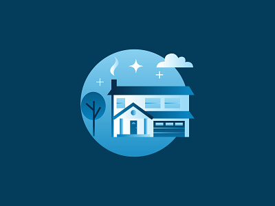 House Icon blue circle cloud gradient house icon illustration omaha stars thrasher tree