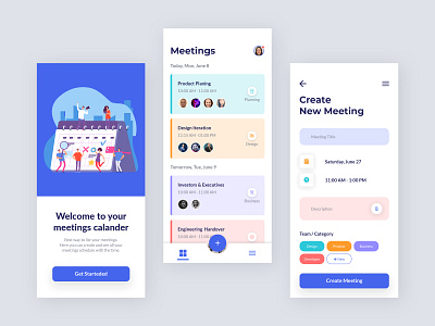 Meeting Scheduler App Design app app design calendar calendar app meeting meeting app mobile mobile app mobile ui schedule app scheduler task management time management to do app to do list ui user experience user interface ux