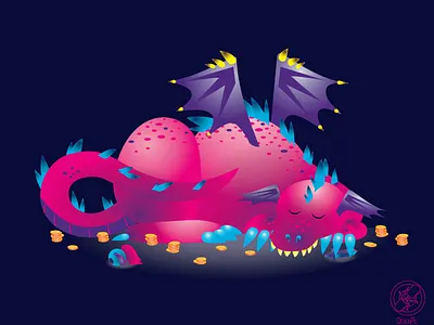 UI illustration dragon 2d 2d art adobe ilustrator art blue design illustration monster ui uiux ux vector