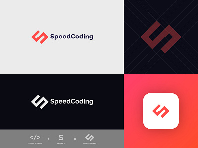 Speed Coding brand identity branding clean clean design code coding golden ration grid logo grids gridsystem icon logo logo design logo design concept logo process process programming s letter logo website