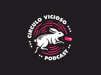 Podcast logo - Circulo Vicioso brand logo pill podcast rabbit rabbit hole sci fi