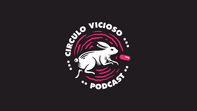 Podcast logo - Circulo Vicioso brand logo pill podcast rabbit rabbit hole sci fi