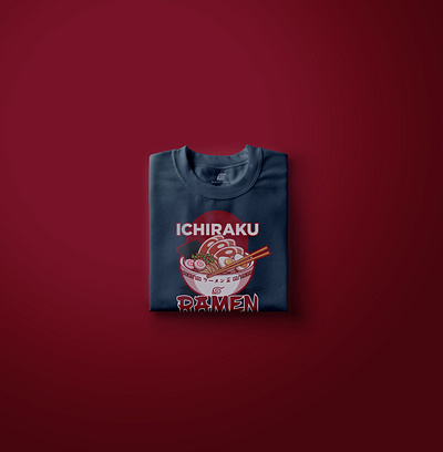 Ichiraku Ramen Shirt dribbble flat design food graphic design illustration illustrator logo mockup naruto ramen red shirt design t shirt typography vector