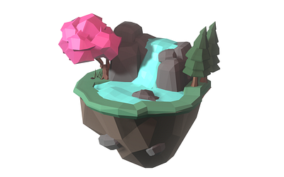 Spring island 3d blender3d blender3dart illustration island isometric isometric art lowpoly lowpolyart nature renders tree ui water