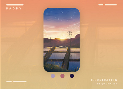 PADDY illustration illustrator nature paddy sunset wallpaper