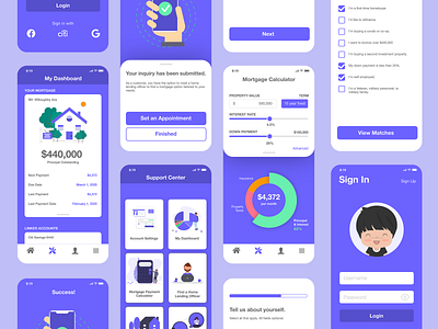 iOS App for Mortgages android app better consumer dailyui design finance fintech inspo ios loans mobile personal product prototype purple quicken rocket ux web