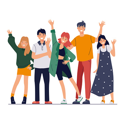 People group 01 cartoon concept flat group hello illustration people smile vector дизайн иллюстрация