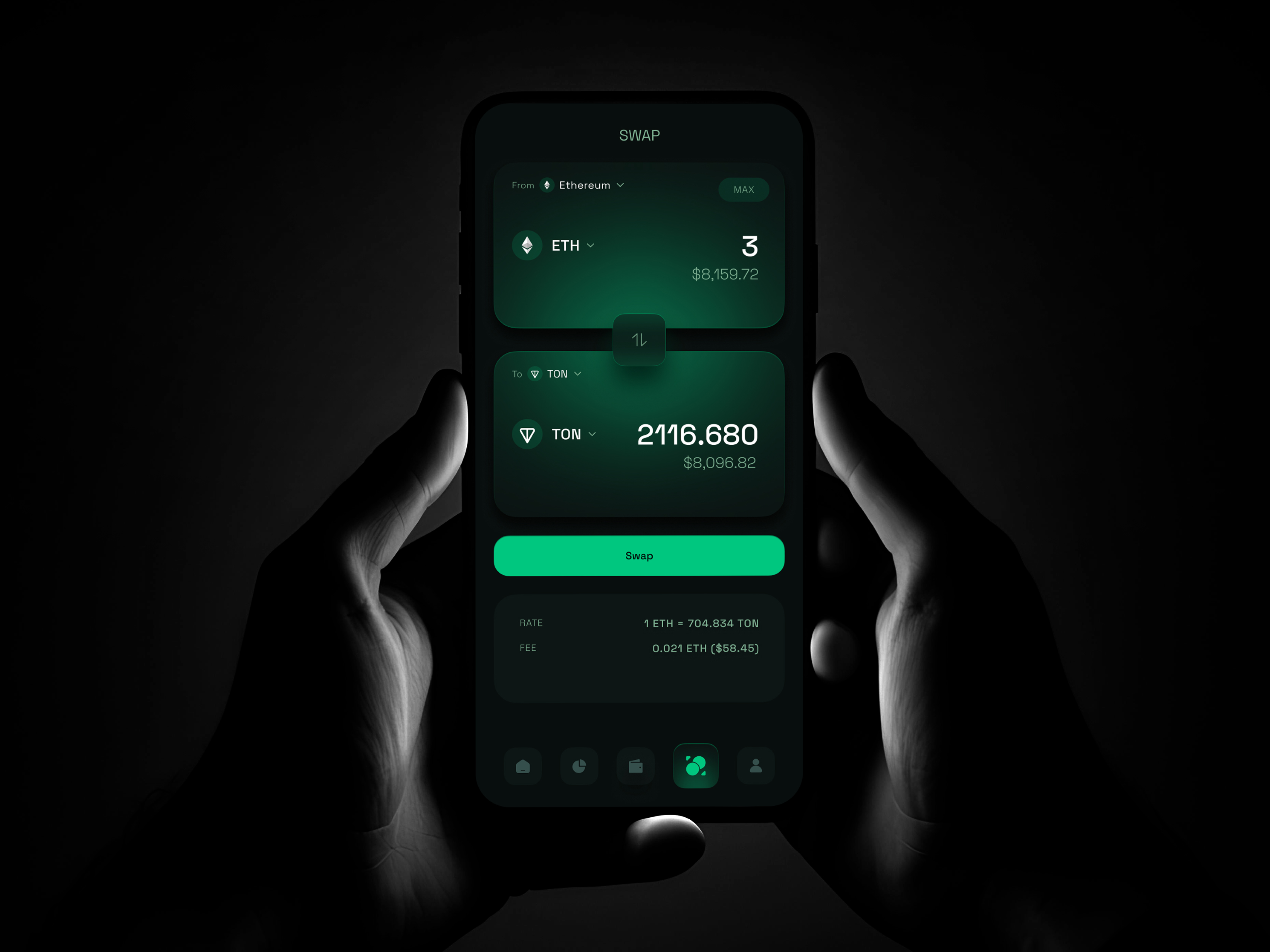 Crypto Wallet - Swap blockchain crypto crypto app crypto swap crypto wallet cryptocurrency exchange fintech mockup product design swap token exchange usdt web3