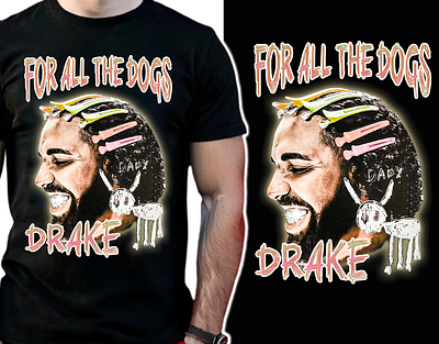 The Drake Bootleg T-Shirt Design big face big head design bootleg dogs drake isolated head rap rap tshirt design singer t shirt design tshirt vintage