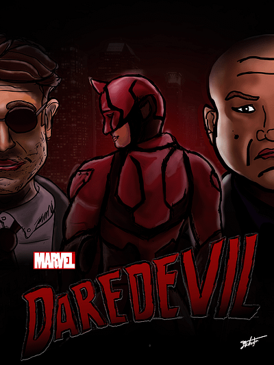 Daredevil - Marvel - Netflix Tv series Digital Drawing adobe photoshop cartoon illustration daredevil digital painting marvel marvelcomics tv serie