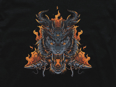 Tiger: Triangle of Fire animal animal illustration burn cats fire flame horror horror art horror literature illustration kings monster roar teeth tiger tiger logo tshirt design