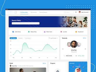 Dashboard chart clean dashboad flat insurance interface policy quote rewards ui ux web web design website