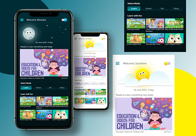 Learning App for children adobe photoshop adobe xd app design art branding children design education app gaming ios app design night mode ui ux