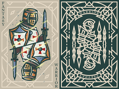 Fantasy warrior《Crusader Sword shield》 fantasy warrior game card illustration middle ages 弟仔