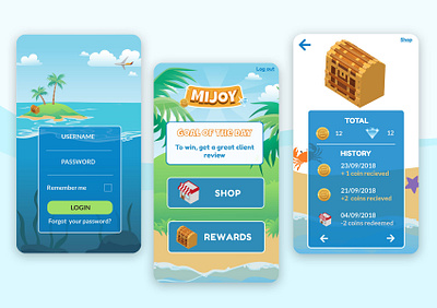 Rewards app app employee engagement illustration island mobile reactjs rewards tropical ui