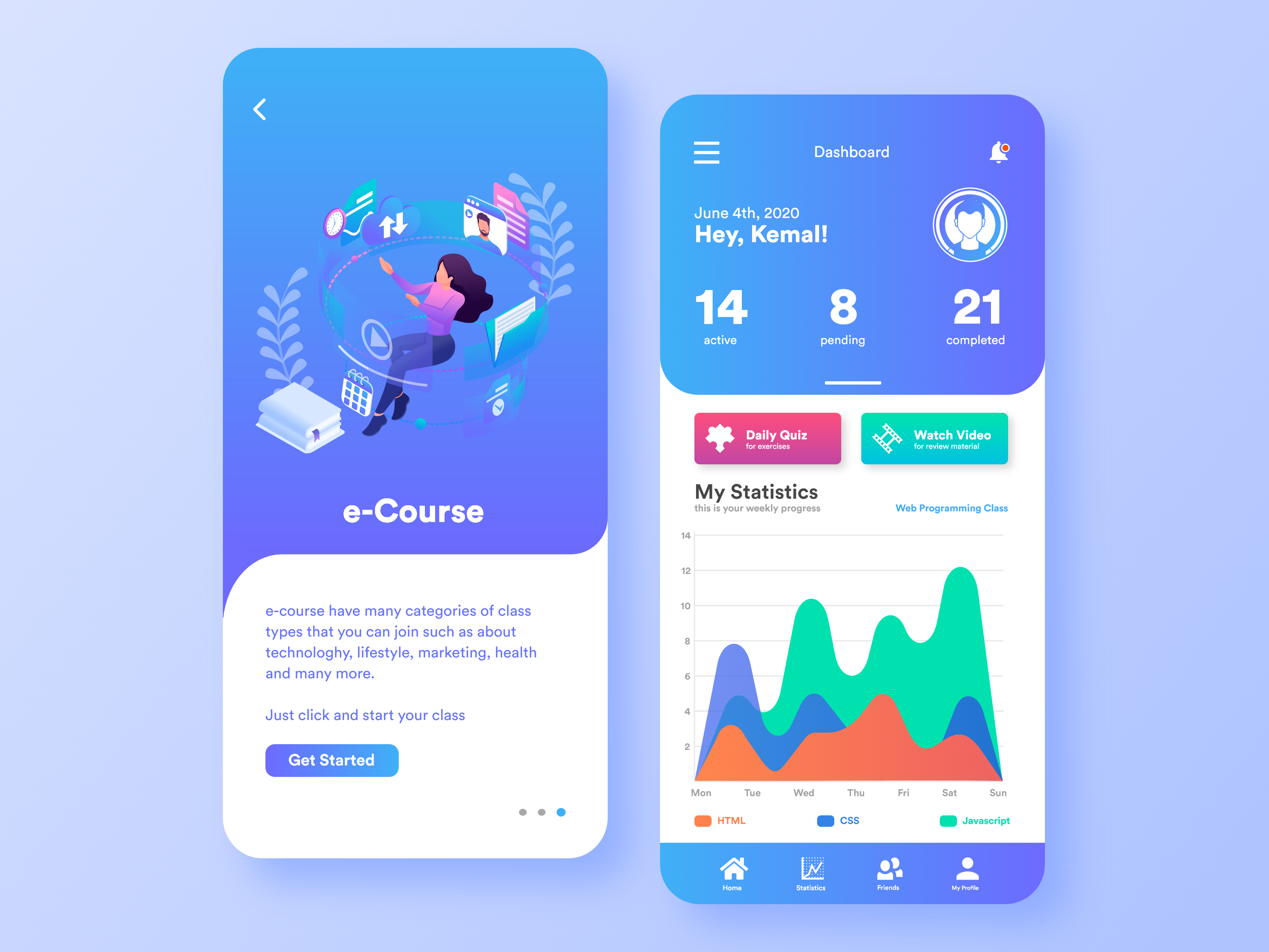 Preview 1 E-Course App UI Design by Taufik Kemal Thaha on Dribbble