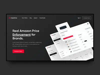 Mapative Hero 🖥 black dark dark design dark mode dark theme dark ui dashboad dashboard design dashboard ui hero hero banner hero image hero section isometric isometric design isometry layered red website yonke