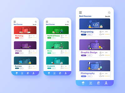 Preview 2 E-Course App UI Design academic app class course courses dashboard design lifestyle programming ui ux
