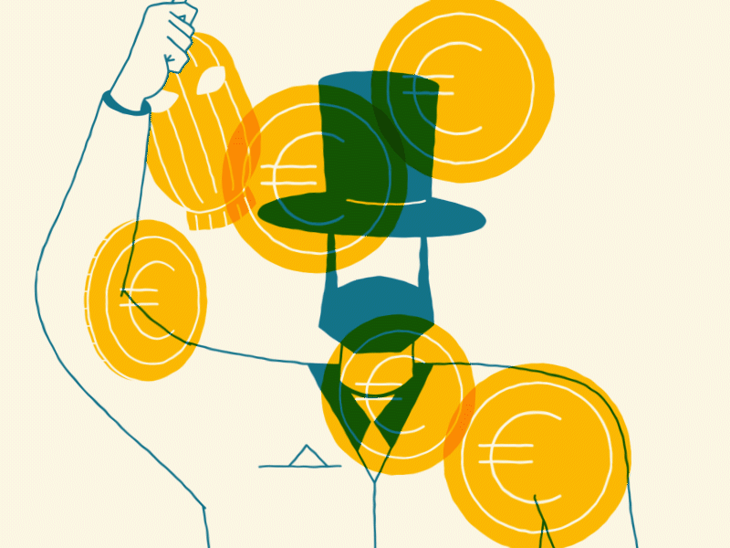 Thief character animation characterdesign coins flat illustration millionaire money overprint rich man thief