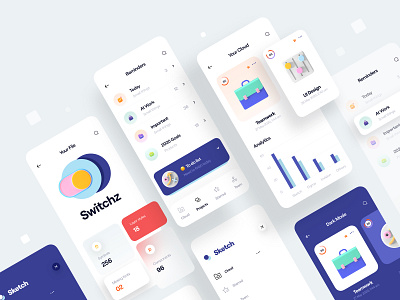 Cloud - Mobile App 3d 3d icon analytics app app design card chart clean cloud color icon list menu minimal mobile mobile app reminders ui ui design ux