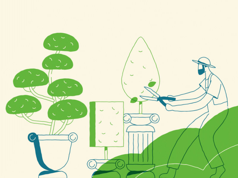 9 to 5 - Gardener character animation flat design garden gardening overprint plants topiary work worker