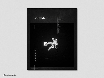 solitude - poster design astronaut black white blackandwhite design art designer flat design futuristic identity illustraion minimal minimalism minimalist poster art poster design posters sci fi science space design spaceman vector art